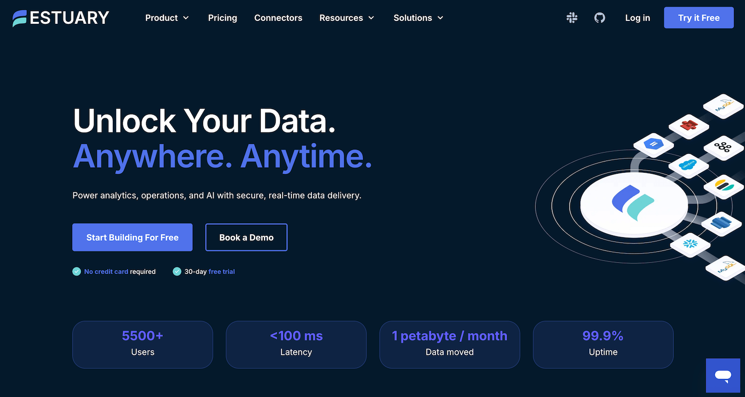 Unlock Your Data with Estuary - Site main page