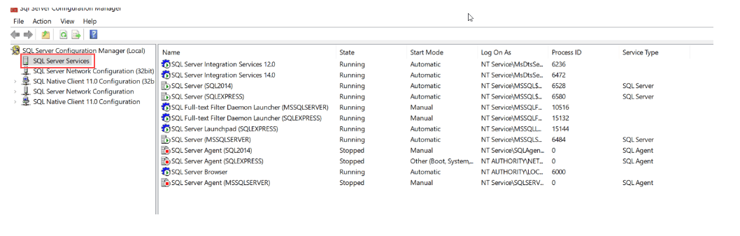 SQL Server Change Data Capture - SQL Server Configuration Manager